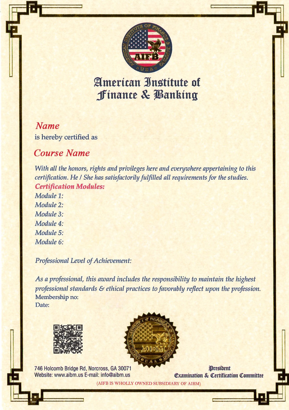 AIFB Certification
